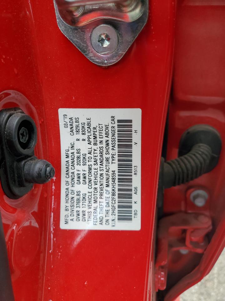 2HGFC2F86KH548594 HONDA CIVIC 2019