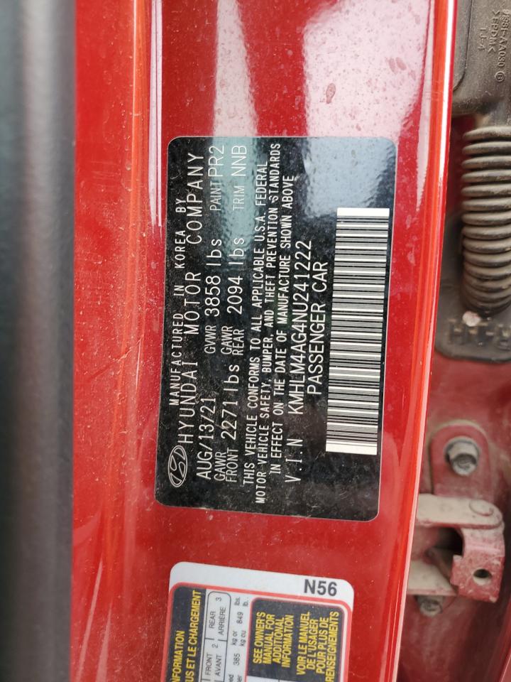 2022 Hyundai Elantra Sel VIN: KMHLM4AG4NU241222 Lot: 54903655