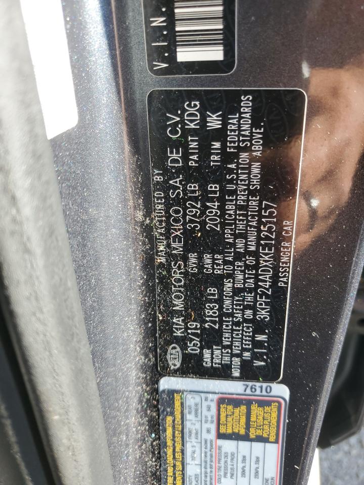 2019 Kia Forte Fe VIN: 3KPF24ADXKE125157 Lot: 55099675