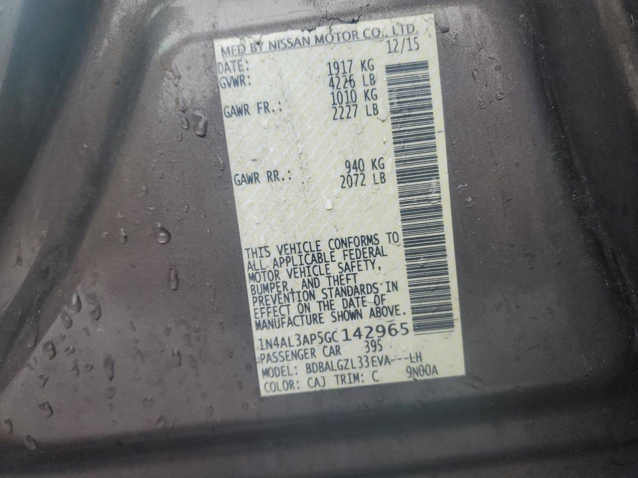 1N4AL3AP5GC142965 NISSAN ALTIMA 2016