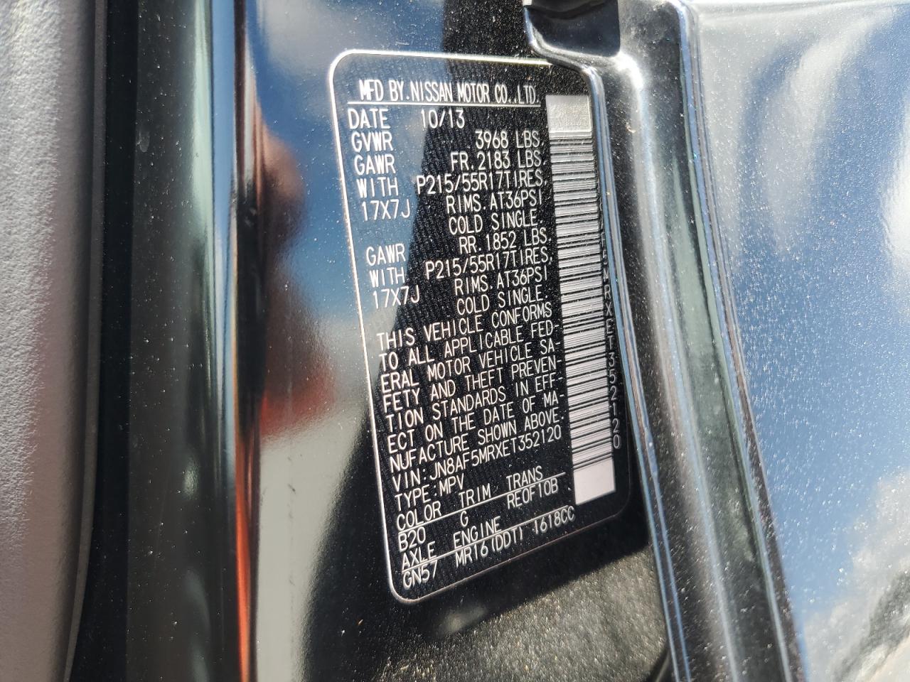 2014 Nissan Juke S VIN: JN8AF5MRXET352120 Lot: 53323595