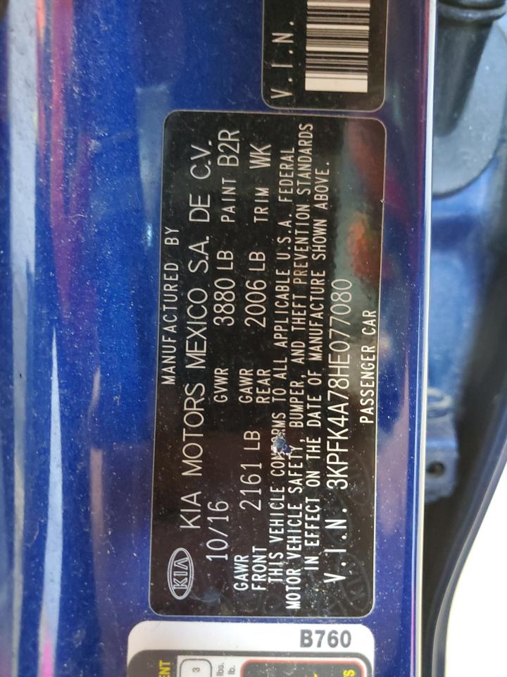 2017 Kia Forte Lx VIN: 3KPFK4A78HE077080 Lot: 54798585