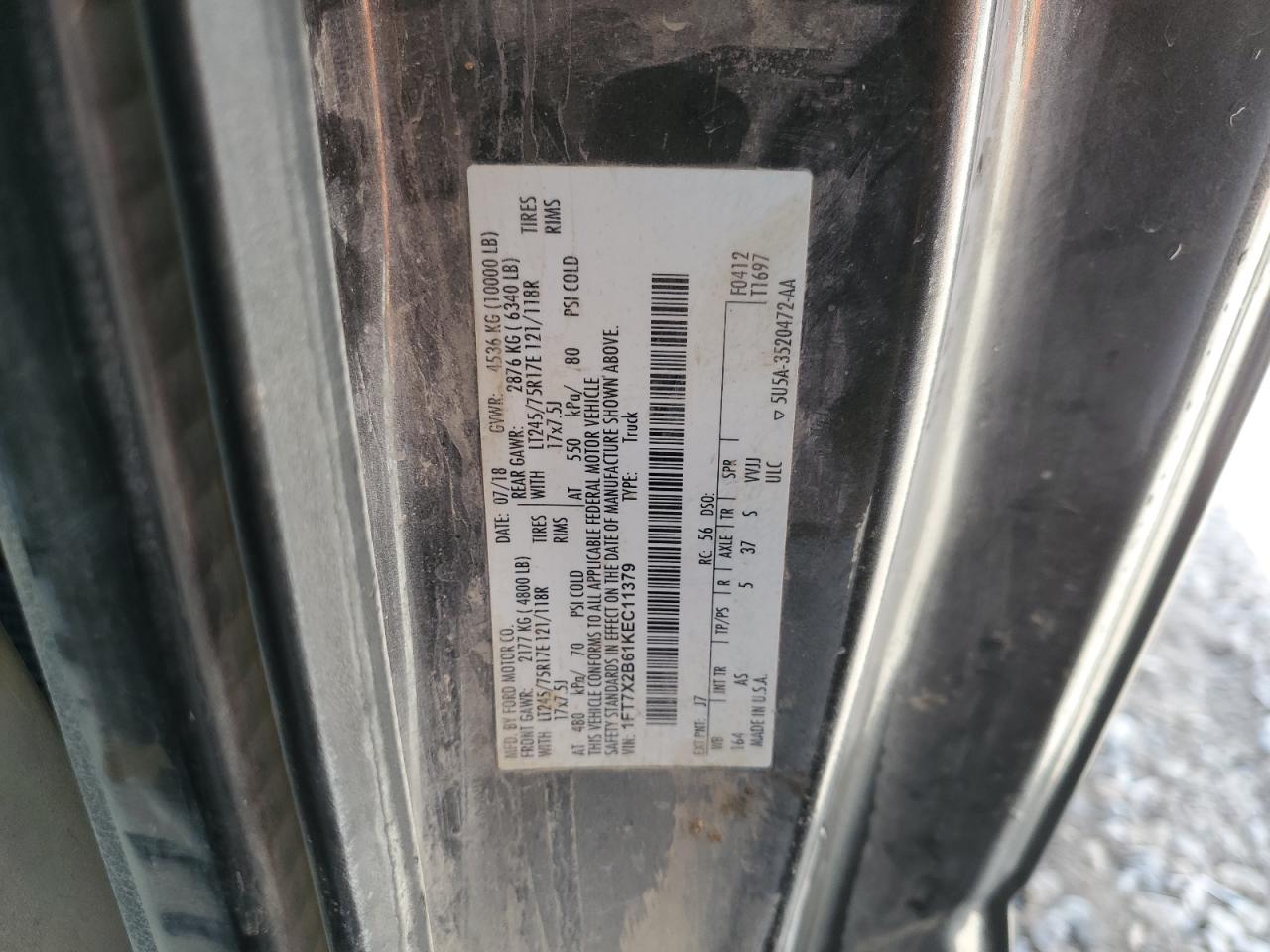 2019 Ford F250 Super Duty VIN: 1FT7X2B61KEC11379 Lot: 52757485