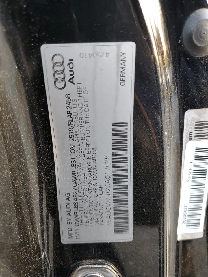 2012 Audi S5 Premium Plus VIN: WAUCVAFR2CA017629 Lot: 52552015