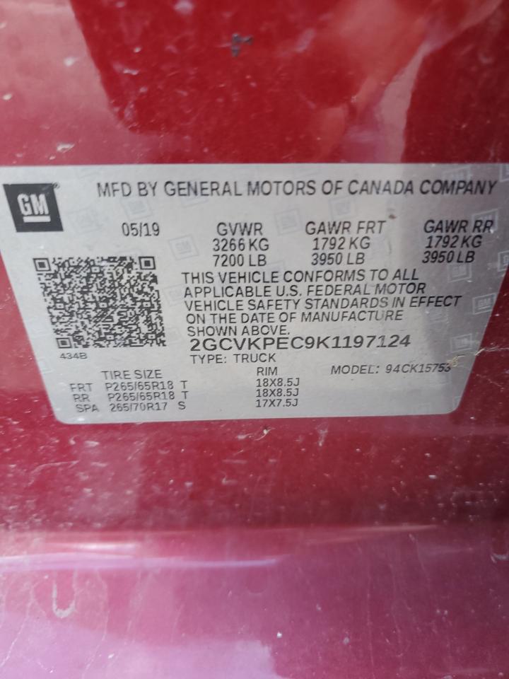 2gcvkpec9k1197124 2GCVKPEC9K1197124 2019 Chevrolet Silverado Ld K1500 Lt