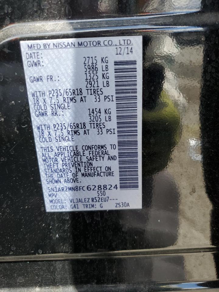 2015 Nissan Pathfinder S VIN: 5N1AR2MN8FC628824 Lot: 54905785