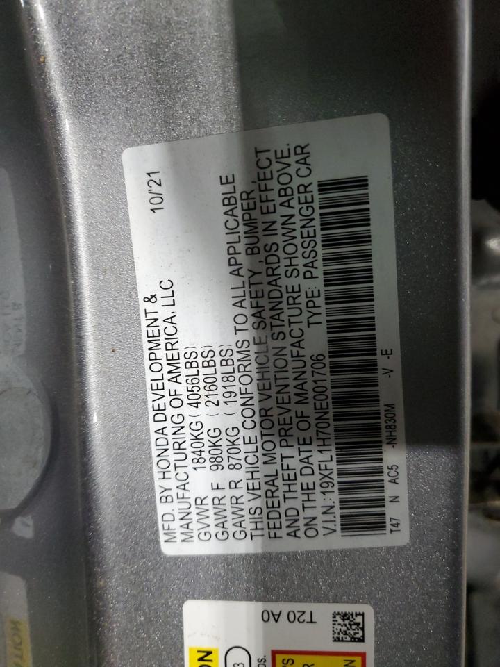 19XFL1H70NE001706 HONDA CIVIC 2022
