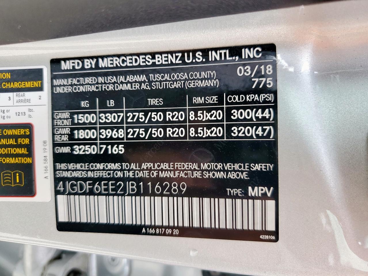 2018 Mercedes-Benz Gls 450 4Matic VIN: 4JGDF6EE2JB116289 Lot: 54772115