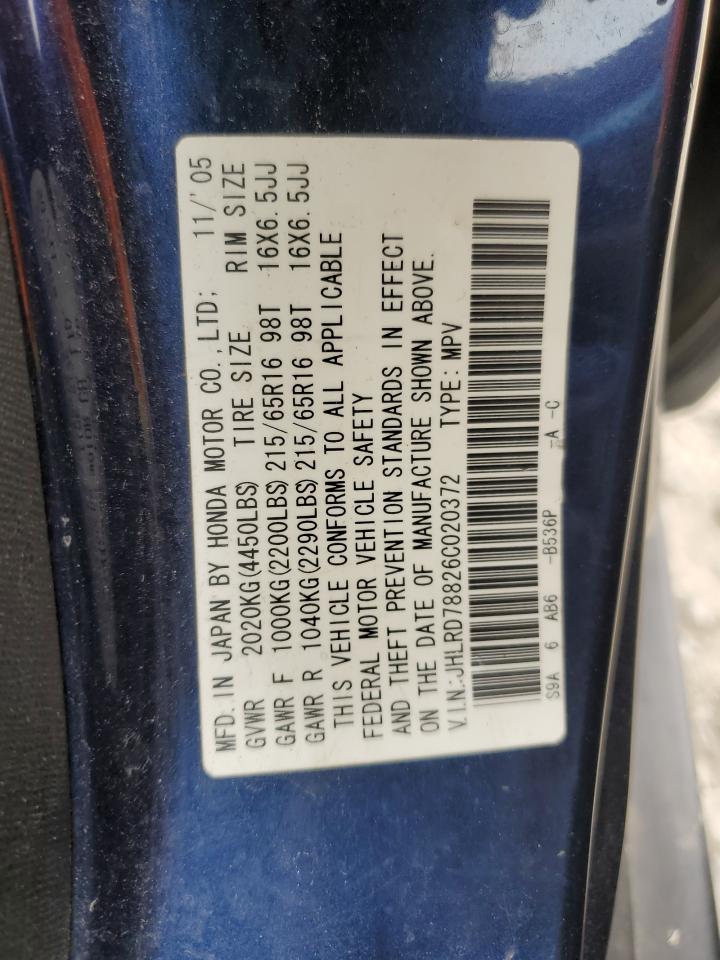 2006 Honda Cr-V Ex VIN: JHLRD78826C020372 Lot: 53180845