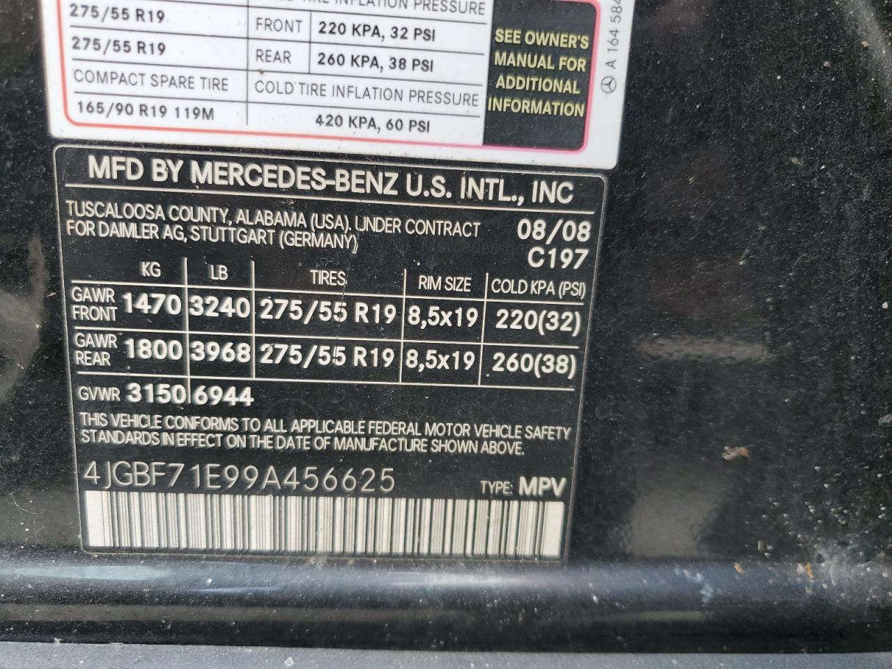 2009 Mercedes-Benz Gl 450 4Matic VIN: 4JGBF71E99A456625 Lot: 53865855