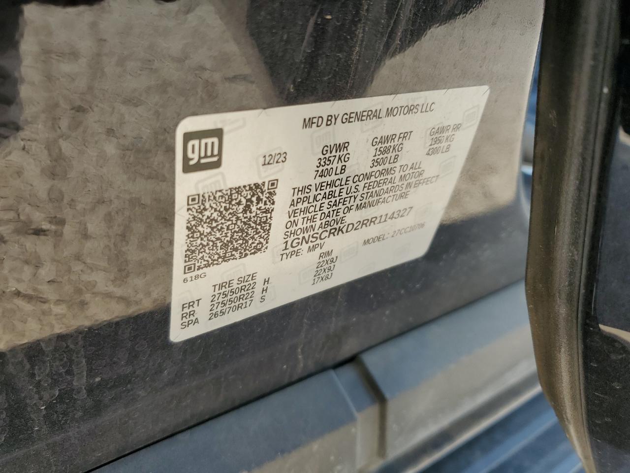 1GNSCRKD2RR114327 CHEVROLET TAHOE 2024
