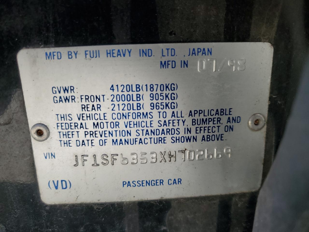 1999 Subaru Forester L VIN: JF1SF6353XH702669 Lot: 53894245