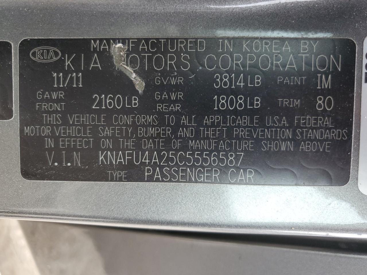 2012 Kia Forte Ex VIN: KNAFU4A25C5556587 Lot: 54146265