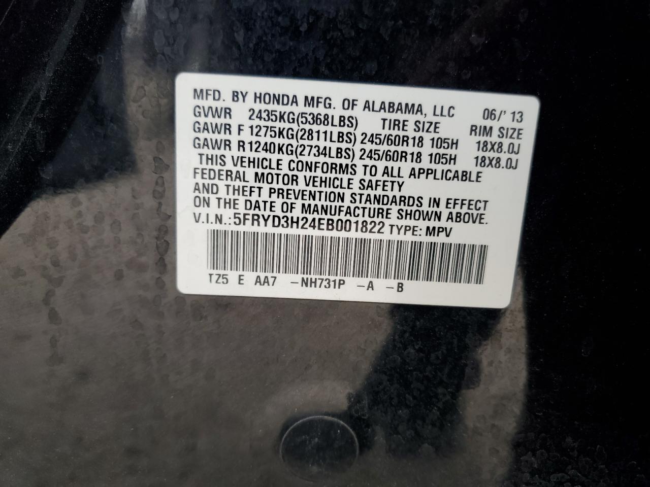2014 Acura Mdx VIN: 5FRYD3H24EB001822 Lot: 51503755