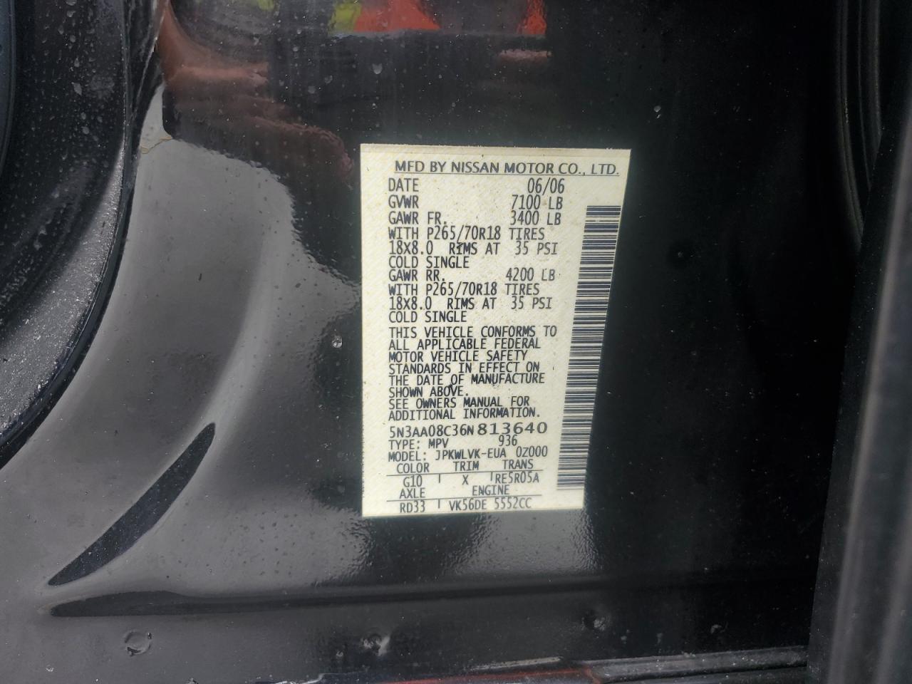 2006 Infiniti Qx56 VIN: 5N3AA08C36N813640 Lot: 51311745