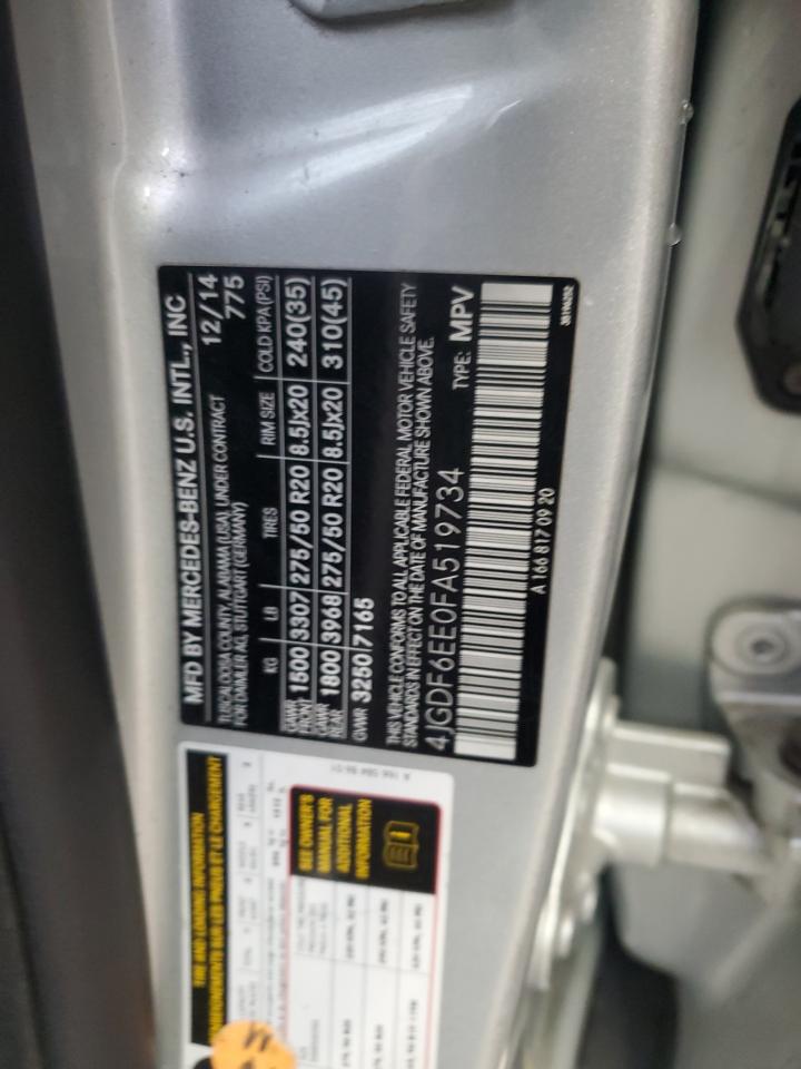2015 Mercedes-Benz Gl 450 4Matic VIN: 4JGDF6EE0FA519734 Lot: 52083125