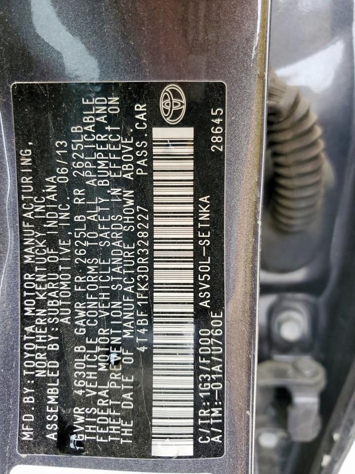 2013 Toyota Camry L VIN: 4T4BF1FK3DR328227 Lot: 55259175