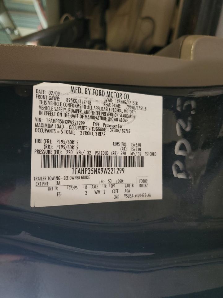 2009 Ford Focus Se VIN: 1FAHP35NX9W221299 Lot: 55169125