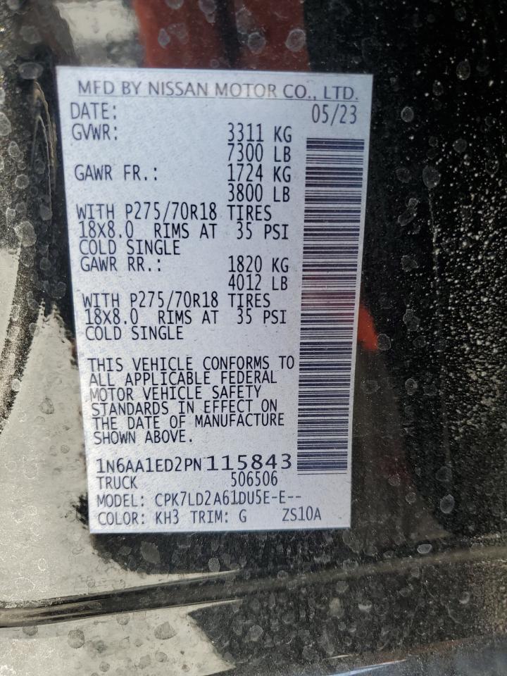 1n6aa1ed2pn115843 1N6AA1ED2PN115843 2023 Nissan Titan Sv