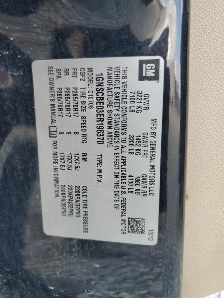 2014 Chevrolet Tahoe C1500 Lt VIN: 1GNSCBE03ER196370 Lot: 53553875