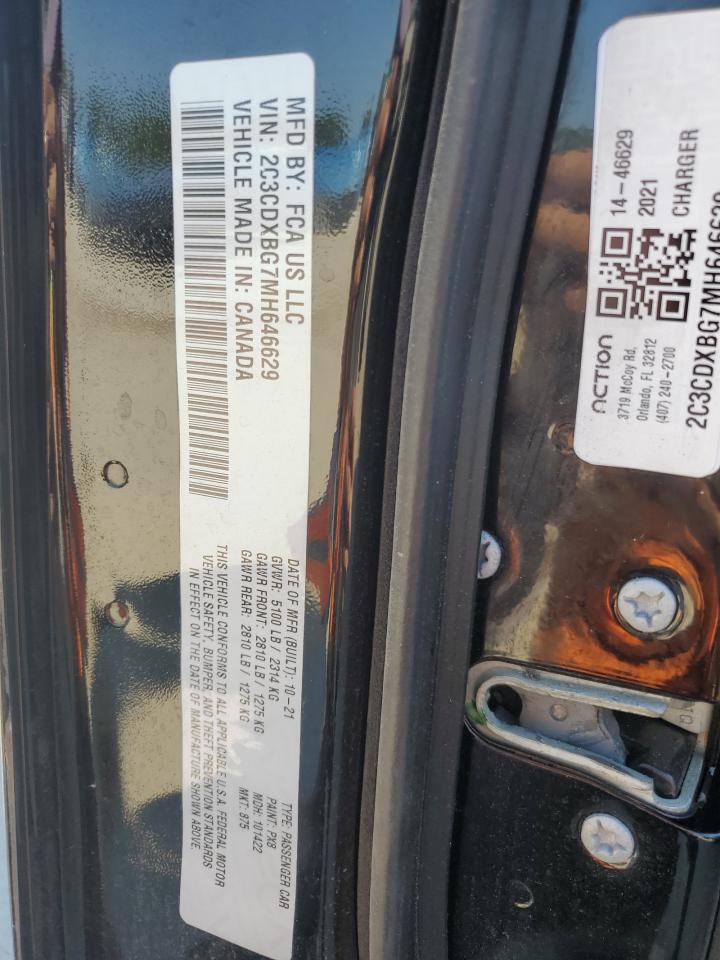 2021 Dodge Charger Sxt VIN: 2C3CDXBG7MH646629 Lot: 52925875