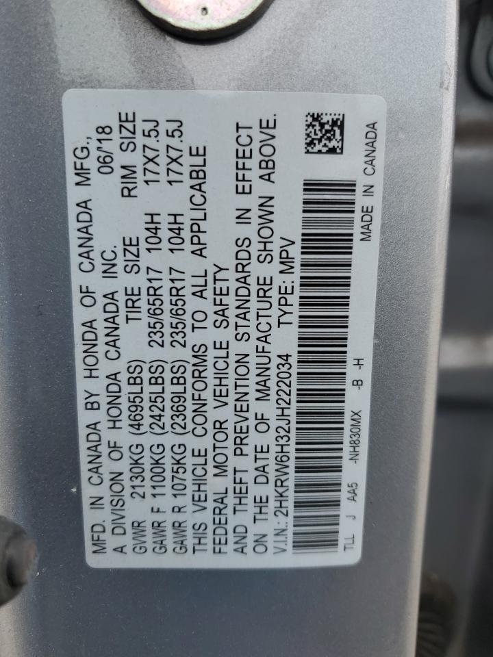 2018 Honda Cr-V Lx VIN: 2HKRW6H32JH222034 Lot: 53774535