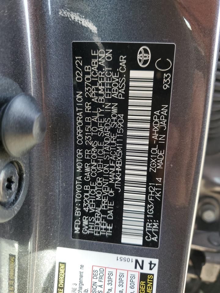 2021 Toyota C-Hr Xle VIN: JTNKHMBX5M1115904 Lot: 54355665