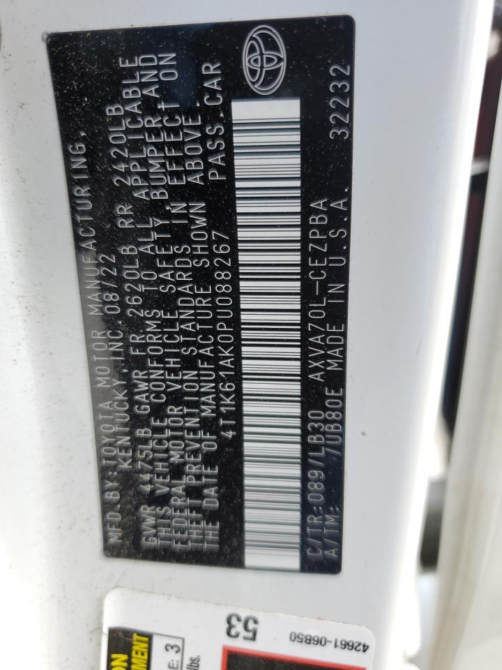 2023 Toyota Camry Xse VIN: 4T1K61AK0PU088267 Lot: 51304215