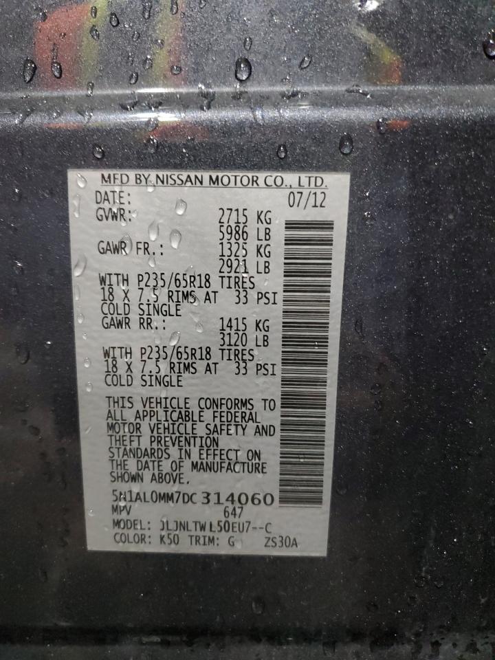 2013 Infiniti Jx35 VIN: 5N1AL0MM7DC314060 Lot: 54791135