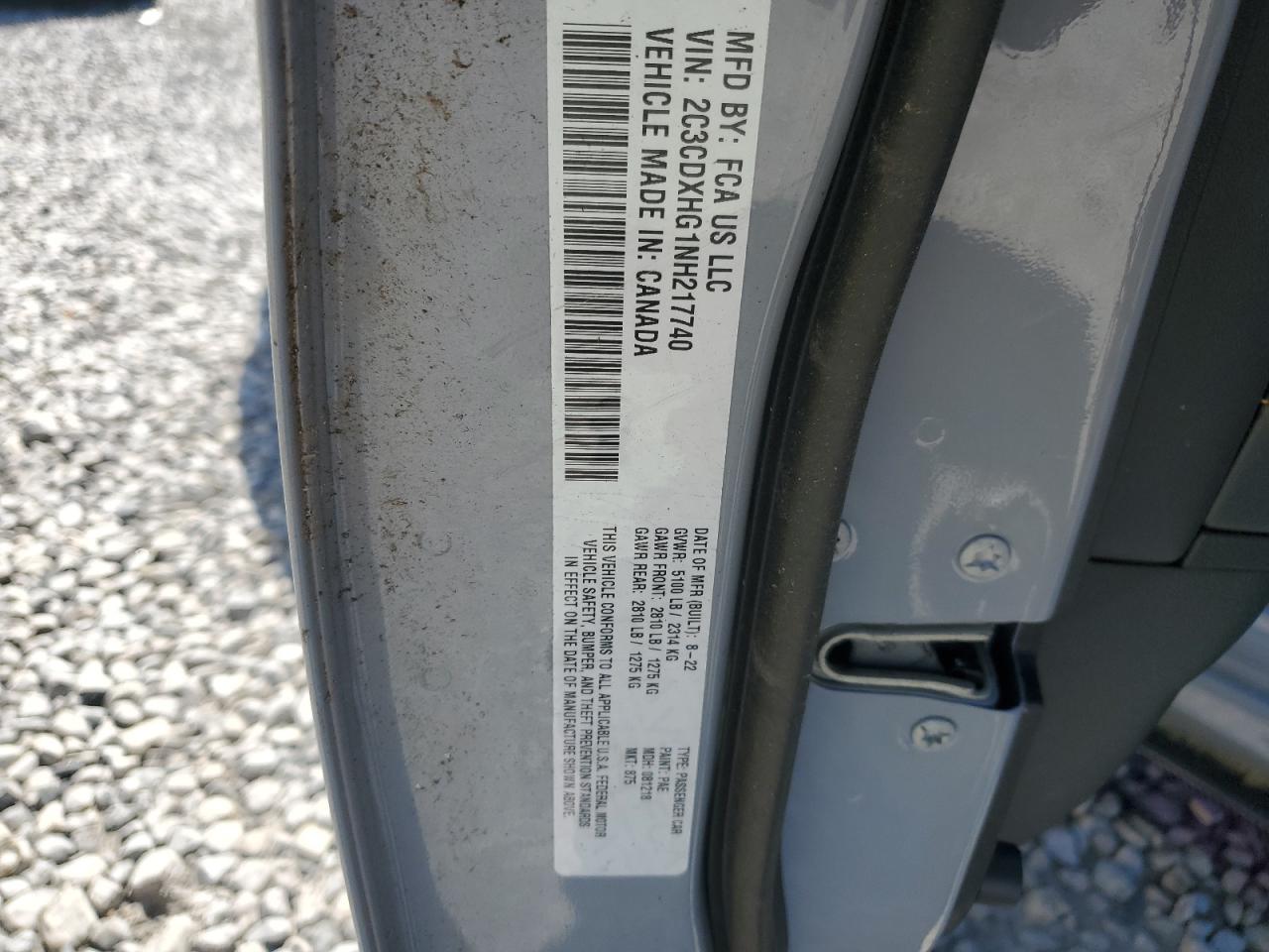 2022 Dodge Charger Gt VIN: 2C3CDXHG1NH217740 Lot: 52258105
