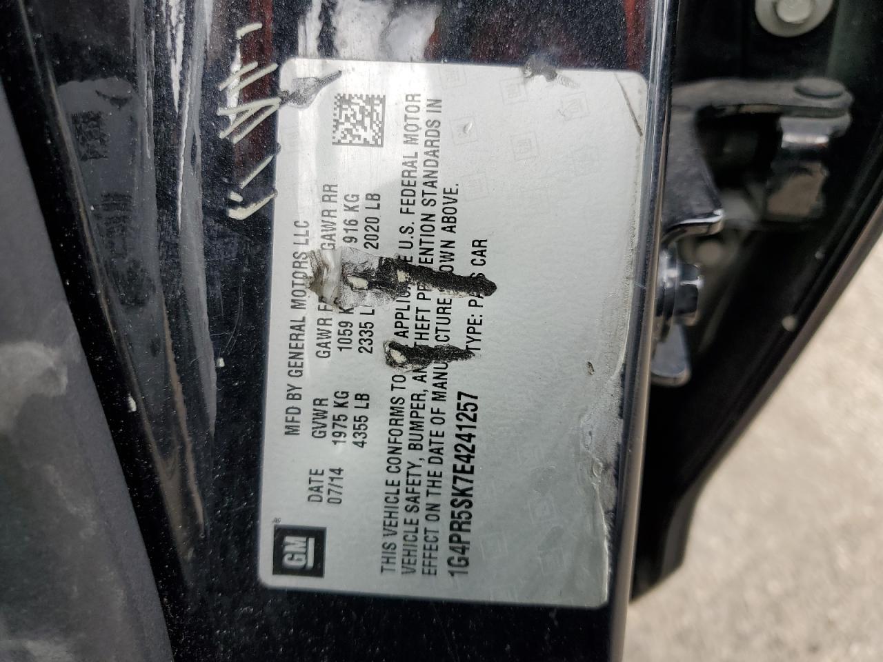 2014 Buick Verano Convenience VIN: 1G4PR5SK7E4241257 Lot: 53694885