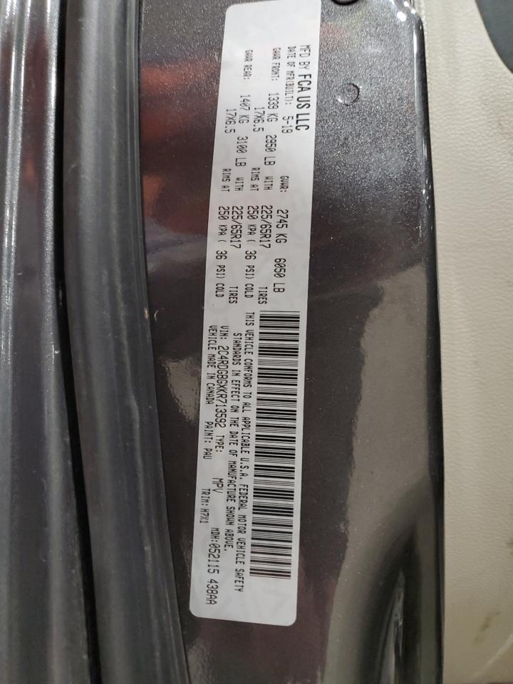 2019 Dodge Grand Caravan Se VIN: 2C4RDGBGXKR713592 Lot: 53019455