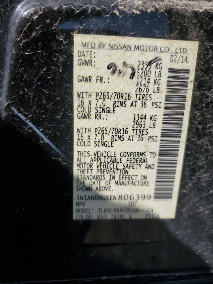 2014 Nissan Xterra X VIN: 5N1AN0NUXEN806399 Lot: 51433185