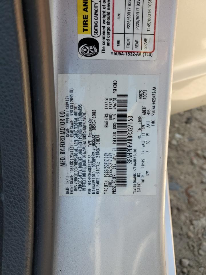 2011 Ford Fusion Se VIN: 3FAHP0HA8BR327153 Lot: 54585595