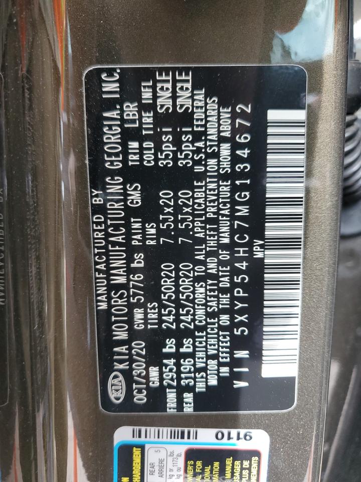 2021 Kia Telluride Sx VIN: 5XYP54HC7MG134672 Lot: 54357865