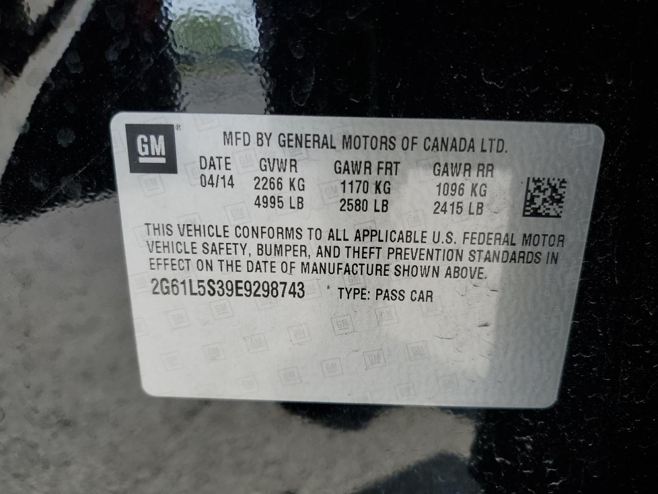 2014 Cadillac Xts VIN: 2G61L5S39E9298743 Lot: 53640375