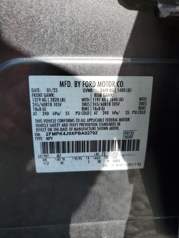 2023 Ford Edge Sel VIN: 2FMPK4J9XPBA02792 Lot: 54517995