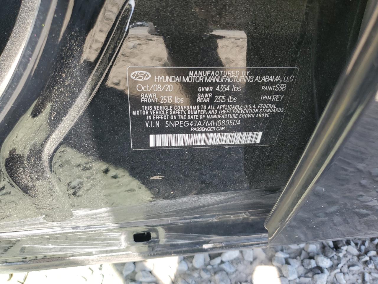 2021 Hyundai Sonata Se VIN: 5NPEG4JA7MH080504 Lot: 53542685