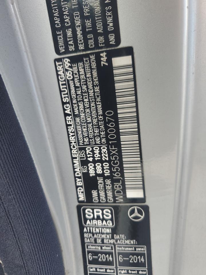 1999 Mercedes-Benz Clk 320 VIN: WDBLJ65G5XF100670 Lot: 55385595