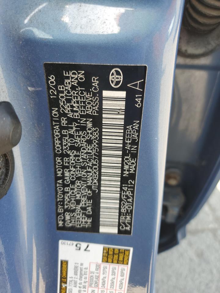 2007 Toyota Prius VIN: JTDKB20U577599383 Lot: 55441975