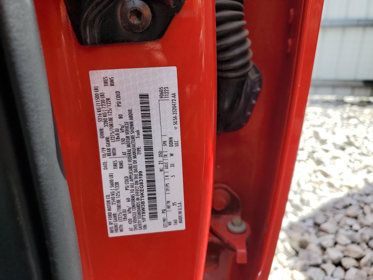 2019 Ford F350 Super Duty VIN: 1FT8W3BT9KEG83199 Lot: 53041625