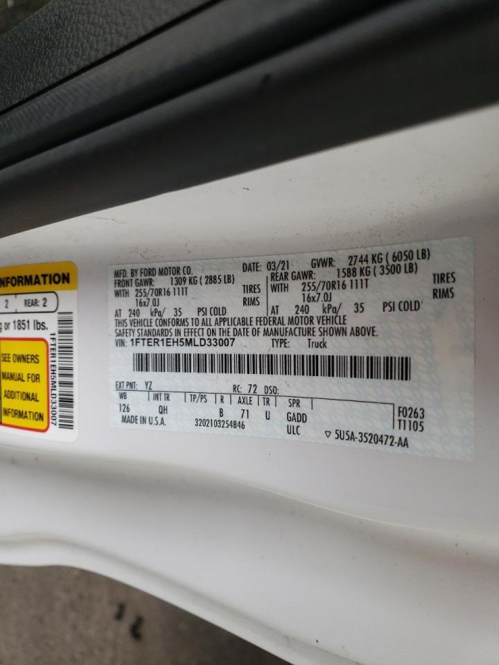 2021 Ford Ranger Xl VIN: 1FTER1EH5MLD33007 Lot: 54456065