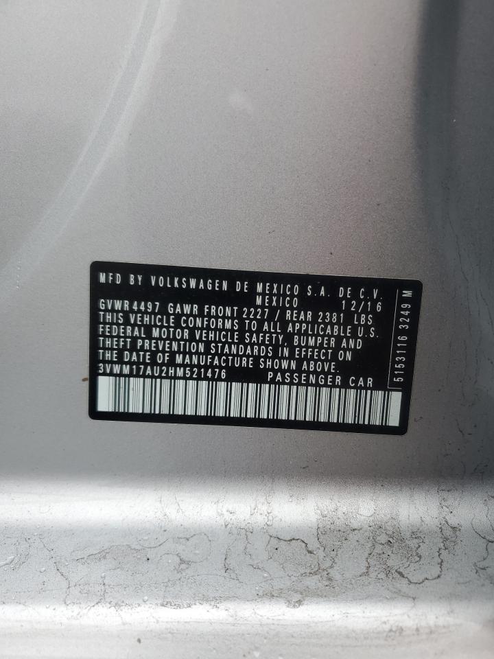 3VWM17AU2HM521476 VOLKSWAGEN GOLF 2017