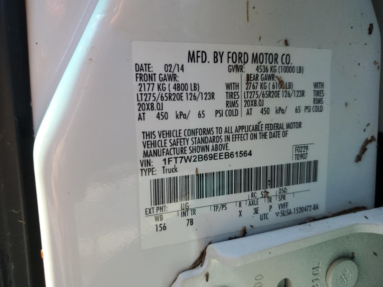2014 Ford F250 Super Duty VIN: 1FT7W2B69EEB61564 Lot: 52742675