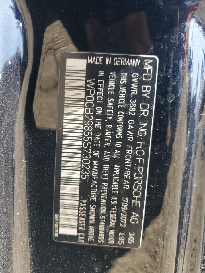 2005 Porsche Boxster S VIN: WP0CB29855S730235 Lot: 53207045