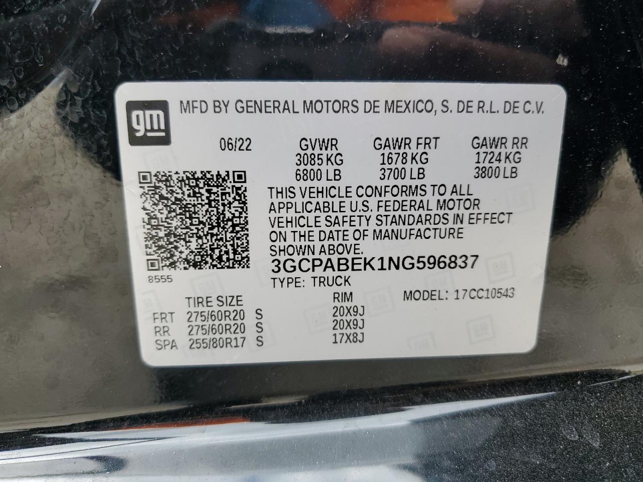 3GCPABEK1NG596837 CHEVROLET ALL Models 2022