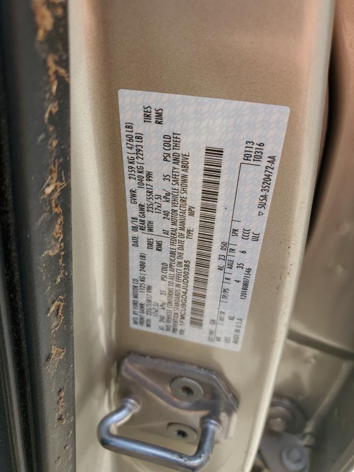 2018 Ford Escape Se VIN: 1FMCU9GD4JUD00385 Lot: 52605595