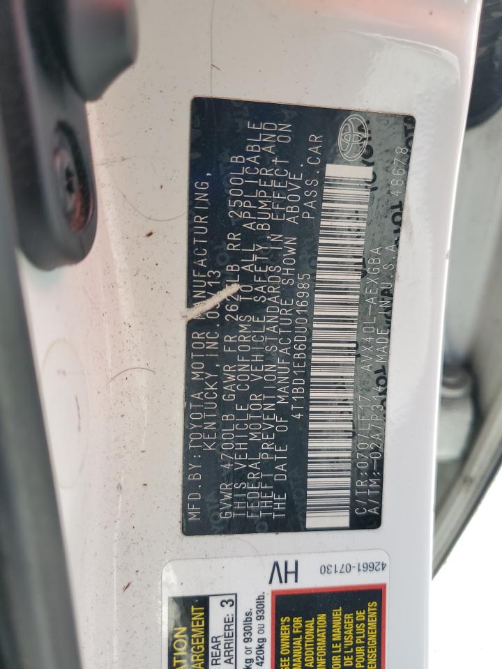 4T1BD1EB6DU016985 2013 Toyota Avalon Hybrid