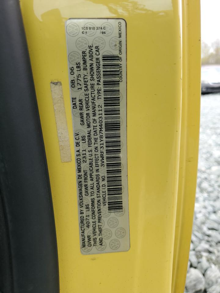 2007 Volkswagen New Beetle Convertible Option Package 1 VIN: 3VWRF31Y87M403112 Lot: 51576355