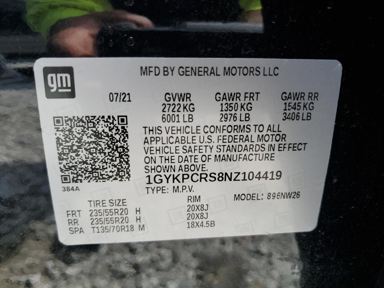 2022 Cadillac Xt6 Premium Luxury VIN: 1GYKPCRS8NZ104419 Lot: 53070035
